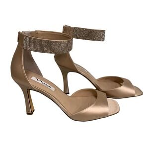 Nina New York‎ Women's Champagne Rhinestone Ankle Strap Heels Party Shoes